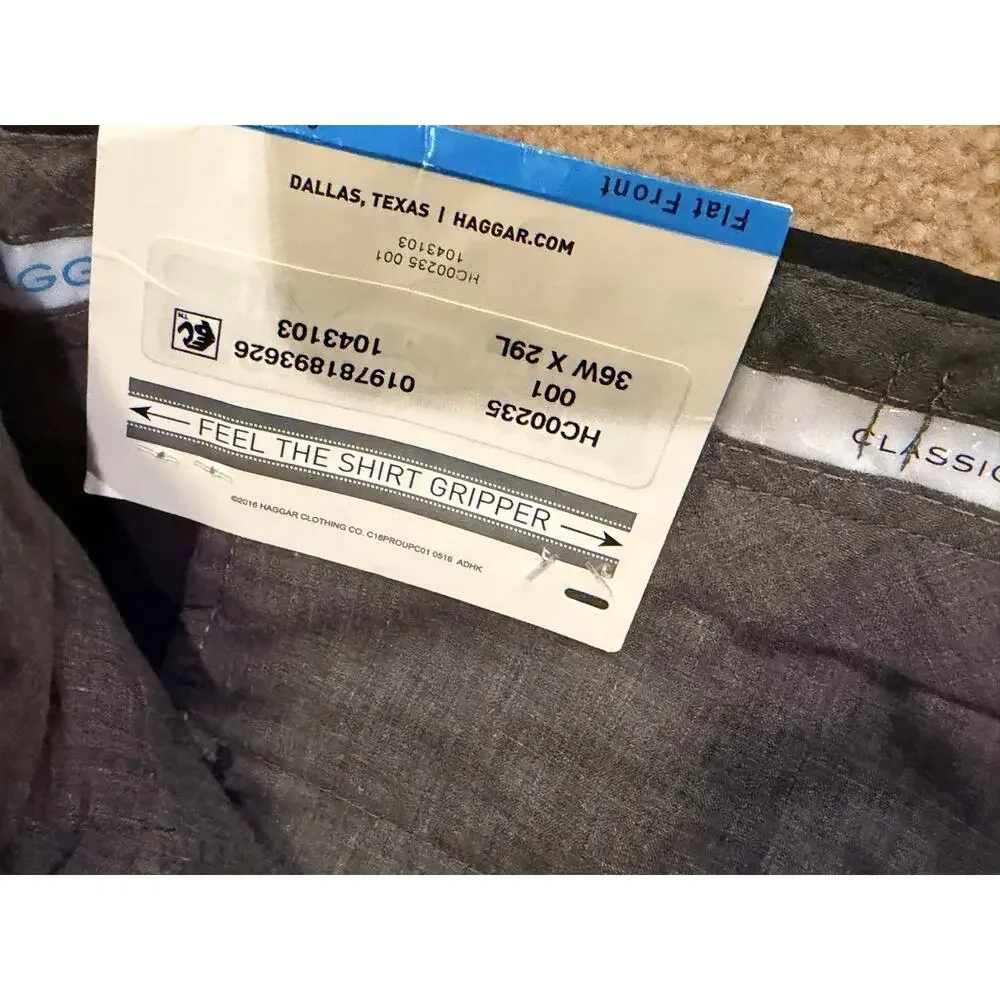 Haggar Cool 18 Pro Classic Fit Flat Front Pants Men's 36x29 Black NWT